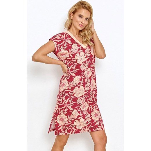 Taro Koszula nocna w kwiaty Blossom 2890, Kolor bordowy-wzór, Rozmiar S, Taro ze sklepu Intymna w kategorii Koszule nocne - zdjęcie 150926700