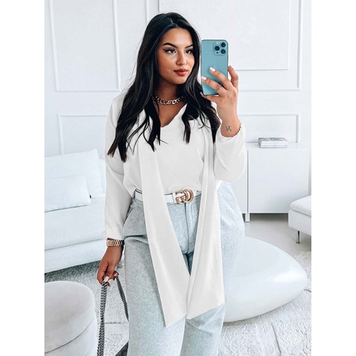 Bluzka PLUS SIZE z wiązaniem przy dekolcie - PARILLA - biała Magmac one size magmac.pl