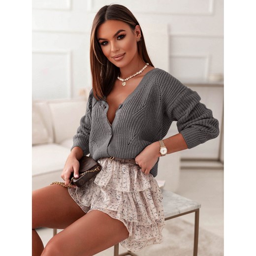 Sweterek kardigan z wzorem na guziki - SKYLER - szary Magmac one size magmac.pl