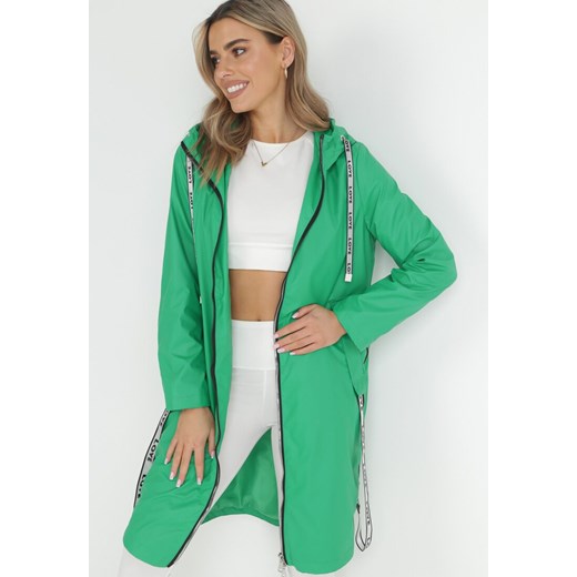 Zielony Płaszcz za Kolano z Kapturem Katine ze sklepu Born2be Odzież w kategorii Płaszcze damskie - zdjęcie 150934602
