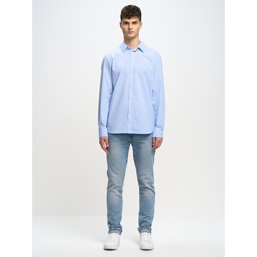 Koszula męska w kratę niebieska Lores 400 ze sklepu Big Star w kategorii Koszule męskie - zdjęcie 150957954