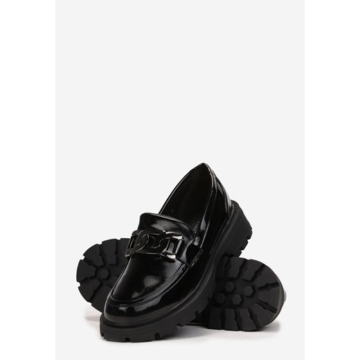 Czarne Mokasyny Lakierowane z Łańcuchem Ziduva Renee 40 okazyjna cena renee.pl