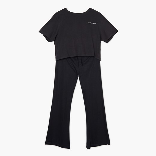 Cropp - Długa czarna piżama - Czarny Cropp M promocyjna cena Cropp