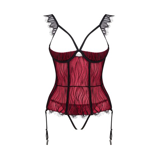Obsessive Denissa corset and thong Gorset sexy, czarno-czerwony Obsessive XS/S kontri.pl