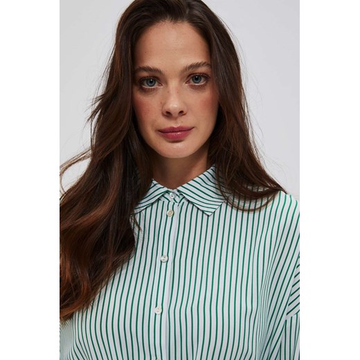 Koszula w paski biało zielona ze sklepu Moodo.pl w kategorii Koszule damskie - zdjęcie 151044361