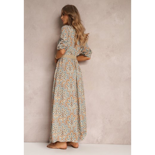 Jasnoniebieska Koszulowa Sukienka z Dodatkowym Paskiem i Podpinanymi Rękawami Alonie ze sklepu Renee odzież w kategorii Sukienki - zdjęcie 151050760
