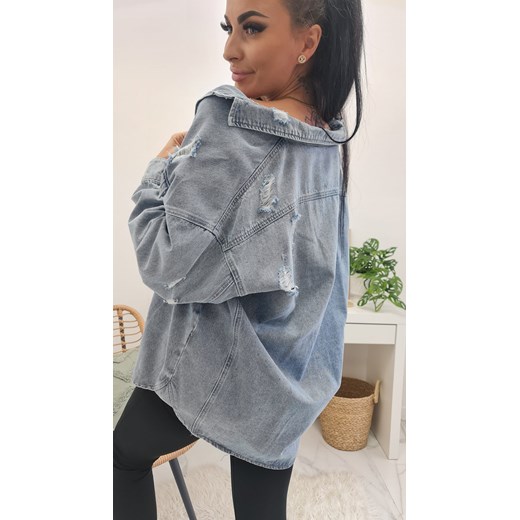 KLASYCZNA KATANA JEANSOWA SEESEE Z PASKIEM JEANS BLUE - NIEBIESKA S West M STYLOWO