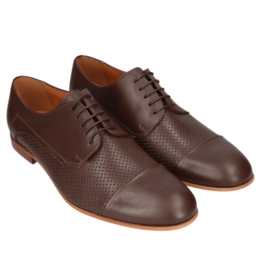 Brązowe derby Hugo, Conhpol, CE5554-02, Konopka Shoes Conhpol 41 okazja Konopka Shoes