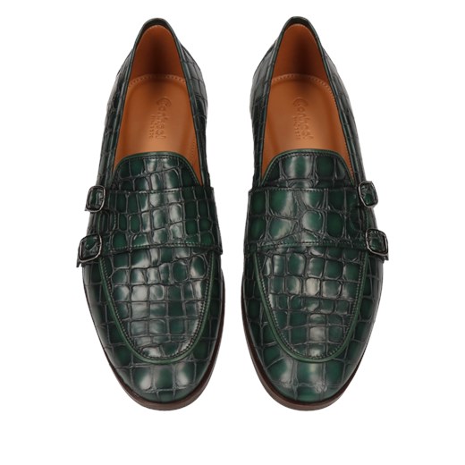 Zielone półbuty męskie skórzane licowe Hugo, Konopka Shoes Conhpol 40 wyprzedaż Konopka Shoes