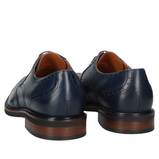 Granatowe półbuty męskie skórzane licowe Oscar, Konopka Shoes Conhpol 42 wyprzedaż Konopka Shoes