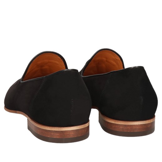 Czarne zamszowe loafersy męskie ze skóry, Konopka Shoes Conhpol 38 Konopka Shoes