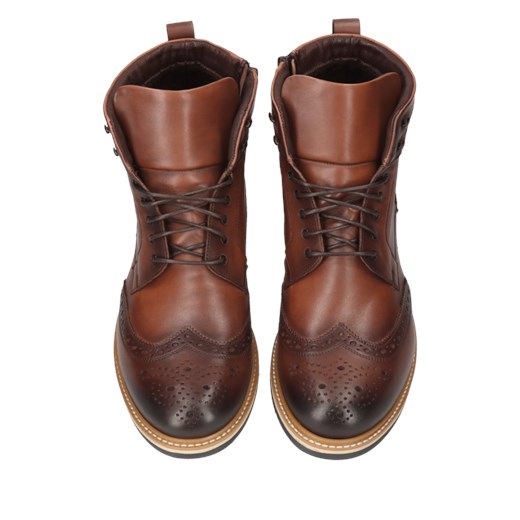 Brązowe, skórzane trzewiki męskie Olivier, Konopka Shoes Conhpol 43 Konopka Shoes okazyjna cena