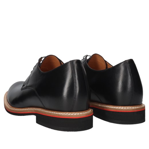 Czarne półbuty podwyższające Bruce z licowej skóry, Konopka Shoes Conhpol 43 Konopka Shoes