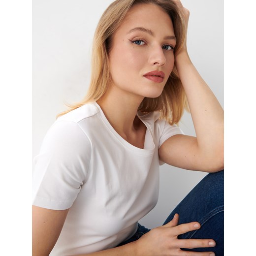 Bluzka damska biała Mohito z krótkimi rękawami 