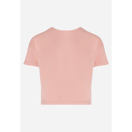 Różowa Bawełniana Koszulka z Krótkim Rękawem Norri ze sklepu Born2be Odzież w kategorii Bluzki dziewczęce - zdjęcie 151072670