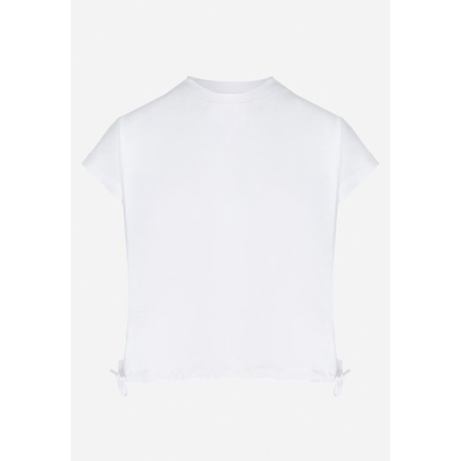 Biała Koszulka ze Sznurkiem na Dole Denirissa ze sklepu Born2be Odzież w kategorii Bluzki dziewczęce - zdjęcie 151072671