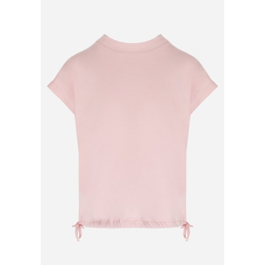 Różowa Koszulka ze Sznurkiem na Dole Denirissa ze sklepu Born2be Odzież w kategorii Bluzki dziewczęce - zdjęcie 151072673