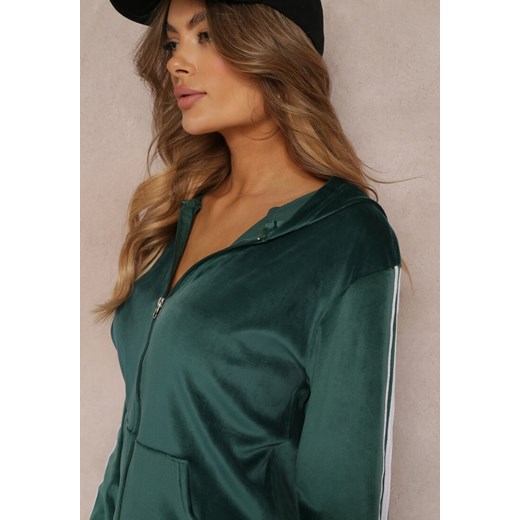 Zielony 2-częściowy Welurowy Komplet Dresowy z Lampasami Ayza Renee L/XL wyprzedaż Renee odzież