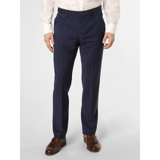 BOSS Męskie spodnie od garnituru modułowego Mężczyźni Regular Fit wełna ze strzyży granatowy wypukły wzór tkaniny ze sklepu vangraaf w kategorii Spodnie męskie - zdjęcie 151081221