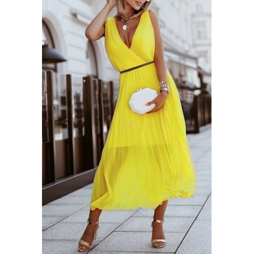 Sukienka SELOMINA YELLOW uniwersalny promocja Ivet Shop