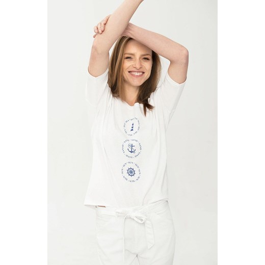 Luźna bluzka damska w kolorze białym T-MIND, Kolor biały, Rozmiar S, Volcano ze sklepu Primodo w kategorii Bluzki damskie - zdjęcie 151089970