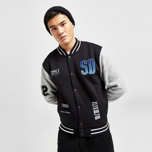Kurtka męska Supply & Demand na jesień czarna w sportowym stylu z napisami