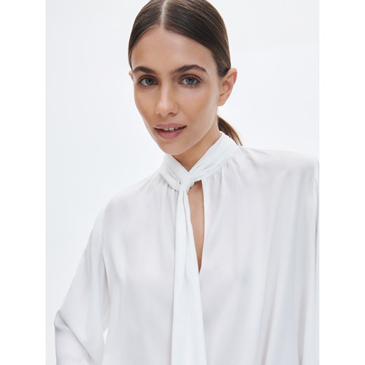 Reserved - Bluzka z wiązaniem - Kremowy Reserved XS Reserved