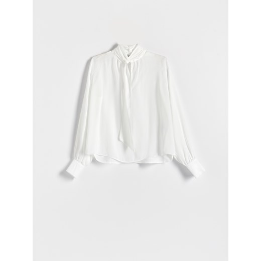 Reserved - Bluzka z wiązaniem - Kremowy Reserved S Reserved