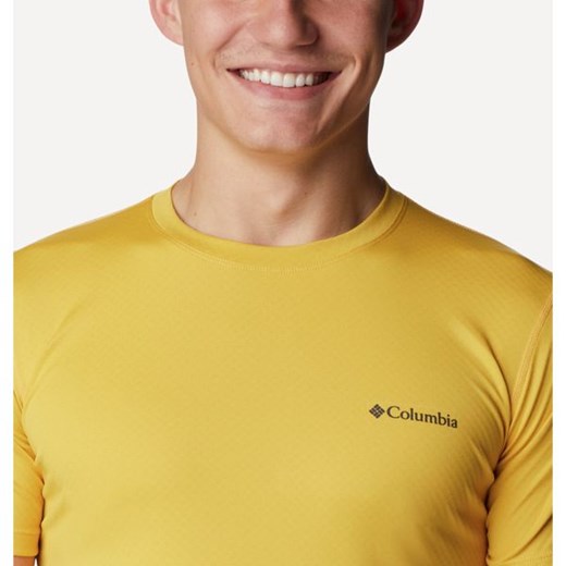 T-shirt męski żółty Columbia sportowy z krótkimi rękawami 