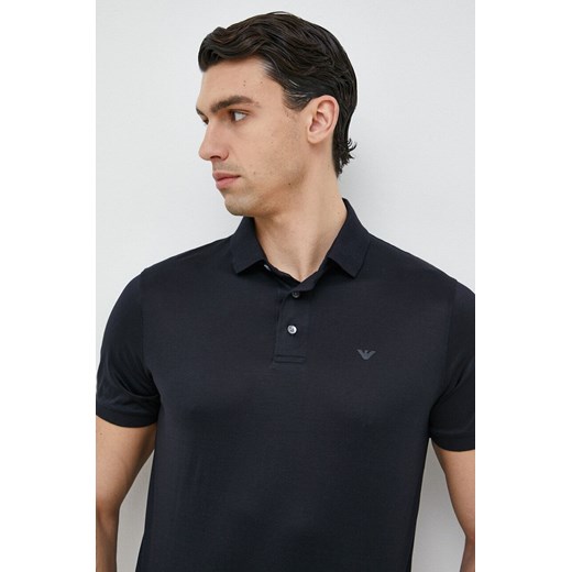 Emporio Armani polo męski kolor granatowy gładki Emporio Armani L ANSWEAR.com