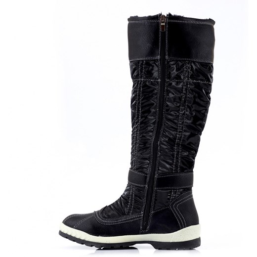 Czarne Śniegowce Black Snow Boots with Buckle born2be-pl czarny ocieplane