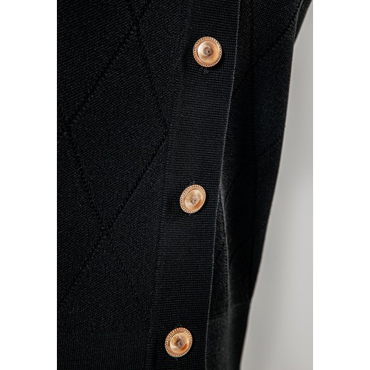 Czarny kardigan ze złotymi guzikami i tłoczeniem w romby Molton XL Molton
