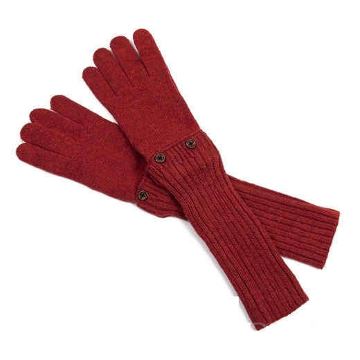 Długie krótkie rękawiczki MITENKI w kolorze ceglastej czerwieni