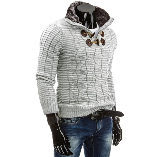 Sweter (wx0579) - Biały dstreet bialy abstrakcyjne wzory