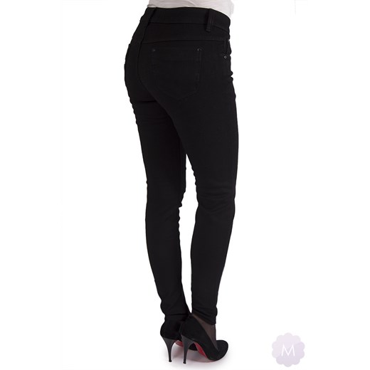 Damskie spodnie ocieplane czarne jeansowe z wysokim stanem (M108-1-B) mercerie-pl czarny dopasowane