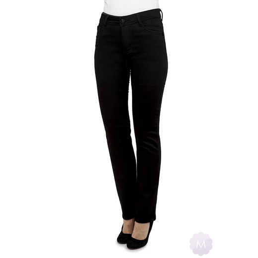 Damskie spodnie ocieplane czarne jeansowe z wysokim stanem (M108-1-B) mercerie-pl czarny damskie