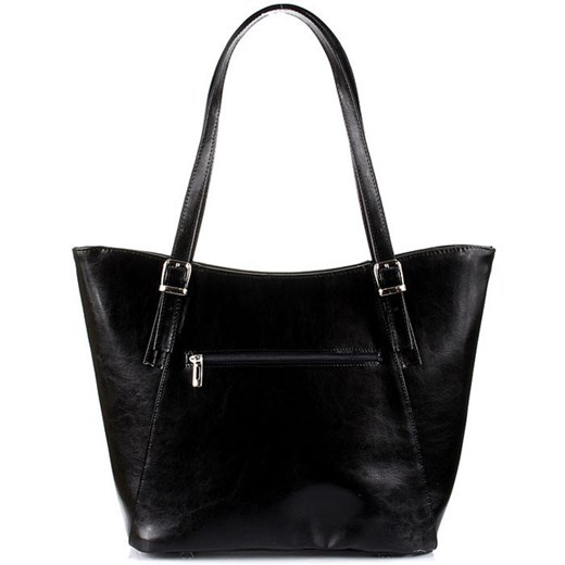 DAN-A T275 czarna torebka skórzana damska elegancka skorzana-com bialy glamour