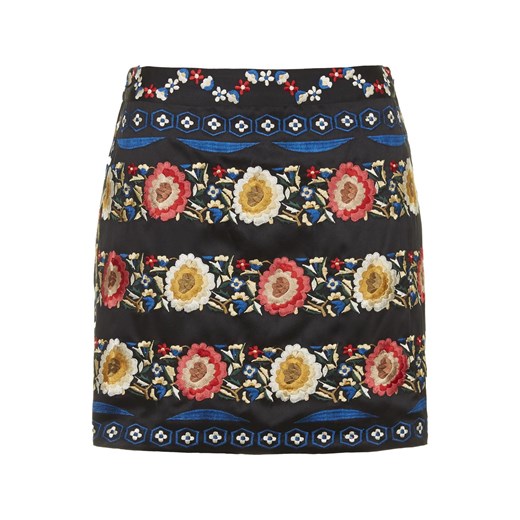 PETITE Silk Embroidered A-Line Skirt topshop czarny spódnica