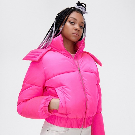 Cropp - Neonowa kurtka z kapturem - Różowy Cropp XL wyprzedaż Cropp