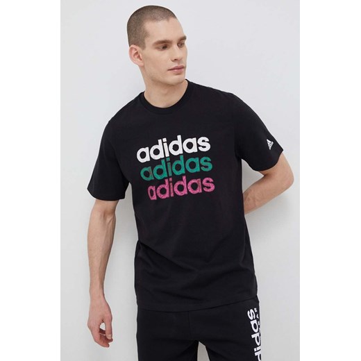 adidas t-shirt bawełniany kolor czarny wzorzysty XL ANSWEAR.com