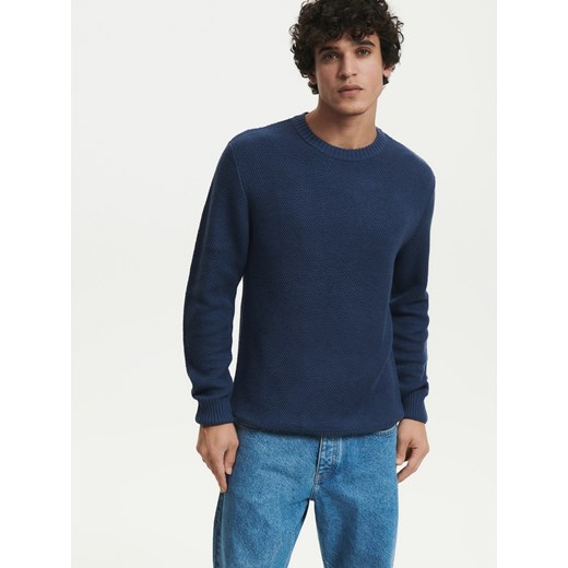 Reserved - Sweter z półokrągłym dekoltem - Niebieski Reserved S promocyjna cena Reserved