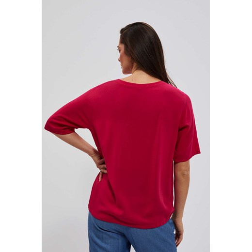 Koszula z wiązaniem truskawkowa ze sklepu Moodo.pl w kategorii Bluzki damskie - zdjęcie 151925913