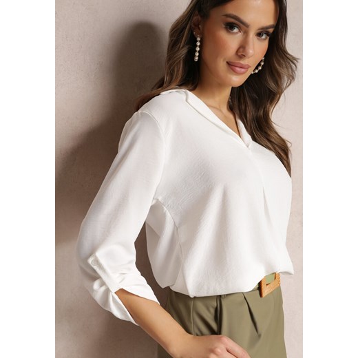 Biała Bluzka z Kołnierzykiem i Rękawem 7/8 Giki Renee ONE SIZE wyprzedaż Renee odzież