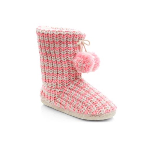 Pink Knitted Pom Pom Front Boot Slippers  newlook rozowy Botki