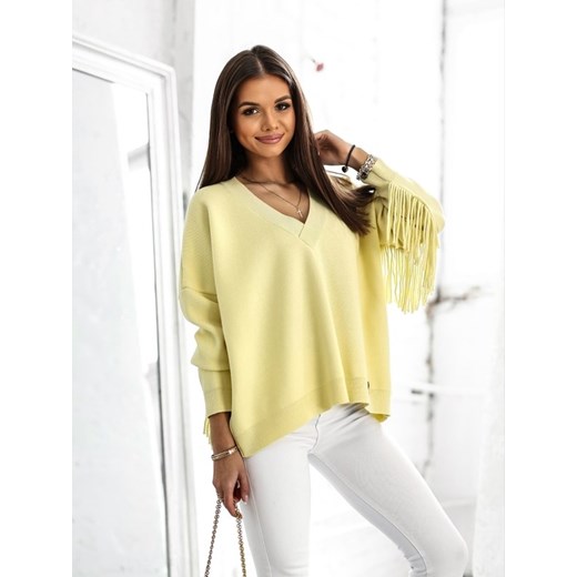 Sweter Parton Boho Żółty Lisa Mayo uniwesralny Lisa Mayo