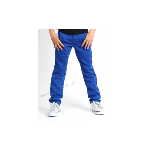 Niebieskie spodnie chłopięce rurki slim 104 - 164 Alek blumore-pl niebieski kolorowe