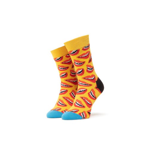 Skarpety wysokie unisex Happy Socks - LIP01-2200 Żółty Happy Socks 36/40 wyprzedaż eobuwie.pl
