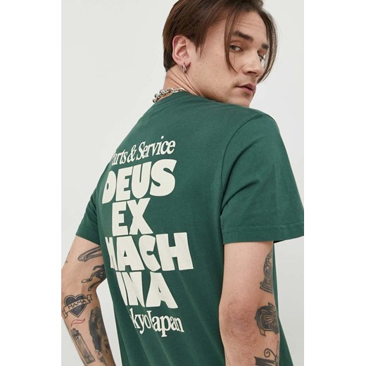 Deus Ex Machina t-shirt bawełniany kolor zielony z nadrukiem Deus Ex Machina M ANSWEAR.com