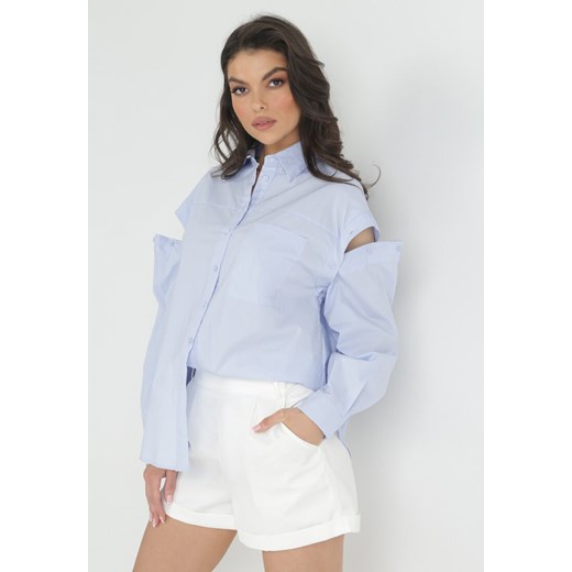 Niebieska Koszula z Kieszenią i Odpinanymi Rękawami Jourdan ze sklepu Born2be Odzież w kategorii Koszule damskie - zdjęcie 152026522