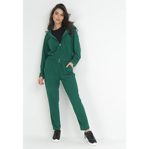 Zielony 2-częściowy Prążkowany Komplet Dresowy z Bluzą i Spodniami Tuenna ze sklepu Born2be Odzież w kategorii Dresy damskie - zdjęcie 152026832